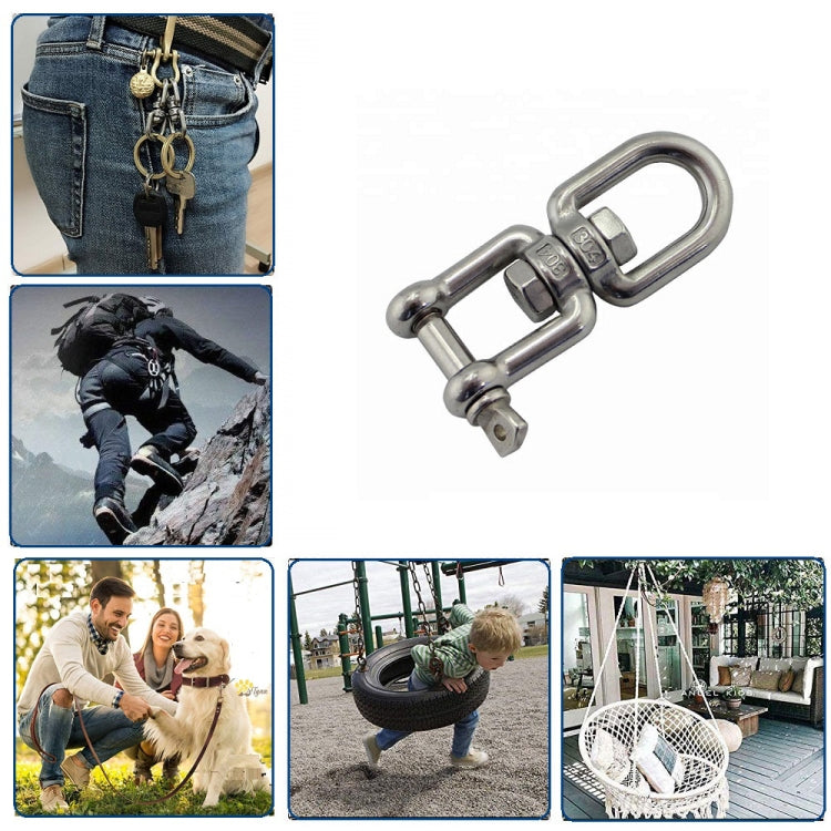 M10 OX Type  304 Stainless Steel 360 Degree Rotating 8-Shaped Chain Snap Ring Connecting Hook Swivel