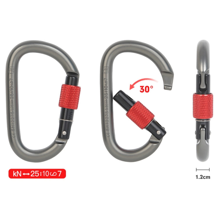 Xinda 25kN Climbing Carabiner Aluminum Alloy D-Shape Screw Gates Lock(Gray)