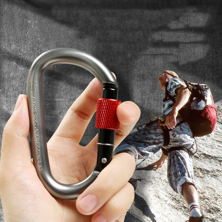 Xinda 25kN Climbing Carabiner Aluminum Alloy D-Shape Screw Gates Lock(Gray)