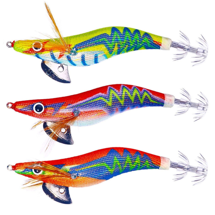 HENGJIA SJ037 Luminous Electroplated Flash Wooden Shrimp Squid Lures(Orange)