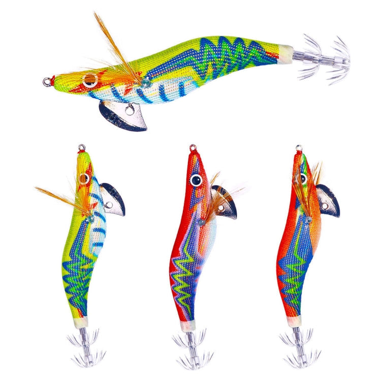 HENGJIA SJ037 Luminous Electroplated Flash Wooden Shrimp Squid Lures(Orange)
