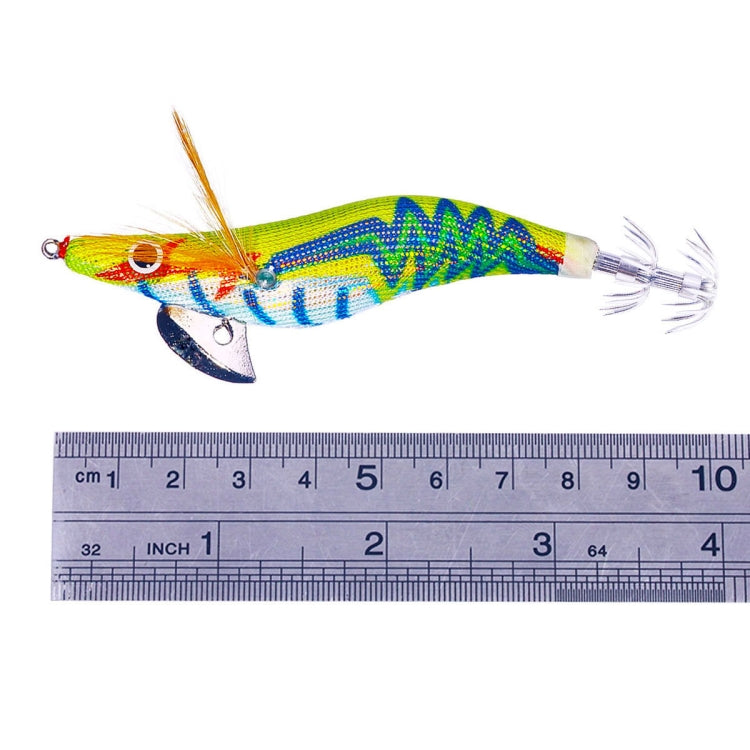 HENGJIA SJ037 Luminous Electroplated Flash Wooden Shrimp Squid Lures(Yellow)