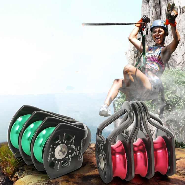 XINDA  Outdoor Three Pulley Cableway Crosses Rock Climbing Hoisting Ball Bearing(Red Gray)