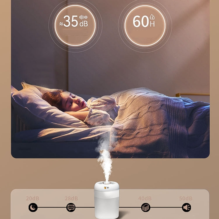 3000ml Double Nozzle Humidifier with Timing Digital Display and Colorful Ambient Light(White)