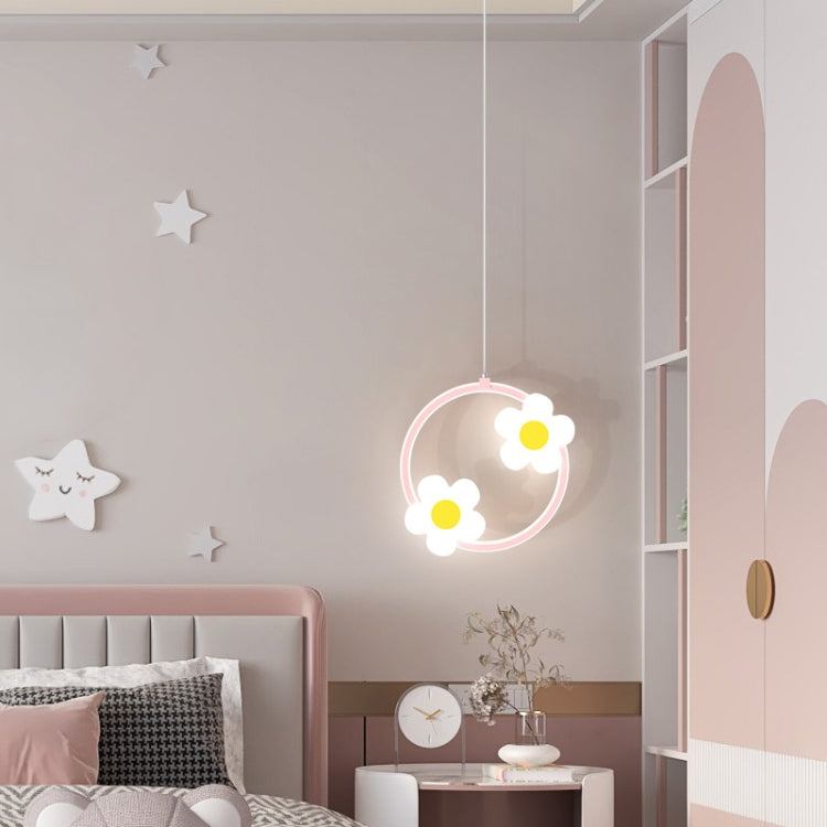 Children Room Bedside Warm Sunflower Chandelier, Color: Round Pink Warm Light