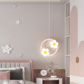 Children Room Bedside Warm Sunflower Chandelier, Color: Round Pink 3 Color Dimmer