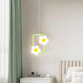 Children Room Bedside Warm Sunflower Chandelier, Color: Square Green Warm Light