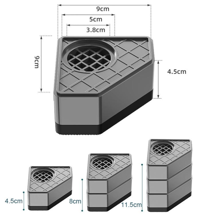 4pcs Three-layer BS-XYJJD Household Washing Machine Refrigerator Non-slip Shock-absorbing Floor Mat