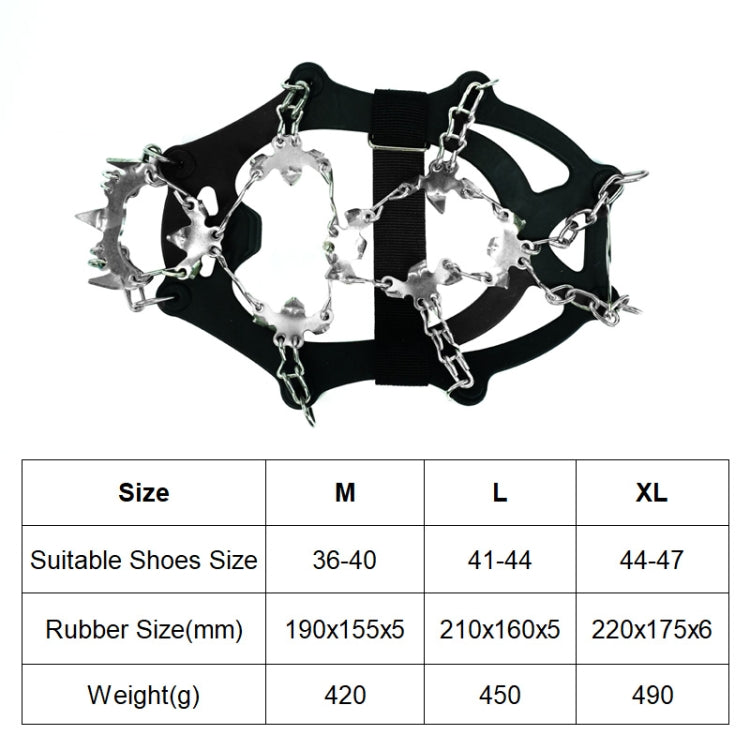24 Teeth Outdoor Snow Anti-slip Ice Claws 201 Stainless Steel Anti-slip Shoe Cover, Size: L(Orange)