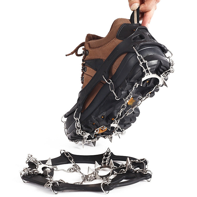 F11-1 11 Teeth 201 Stainless Steel Outdoor Snow and Ice Mountaineering Non-slip Shoes Cover(L Orange)