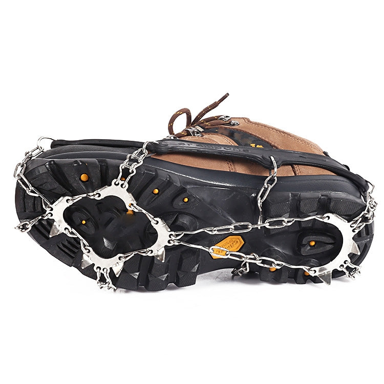 F11-1 11 Teeth 201 Stainless Steel Outdoor Snow and Ice Mountaineering Non-slip Shoes Cover(M Black)