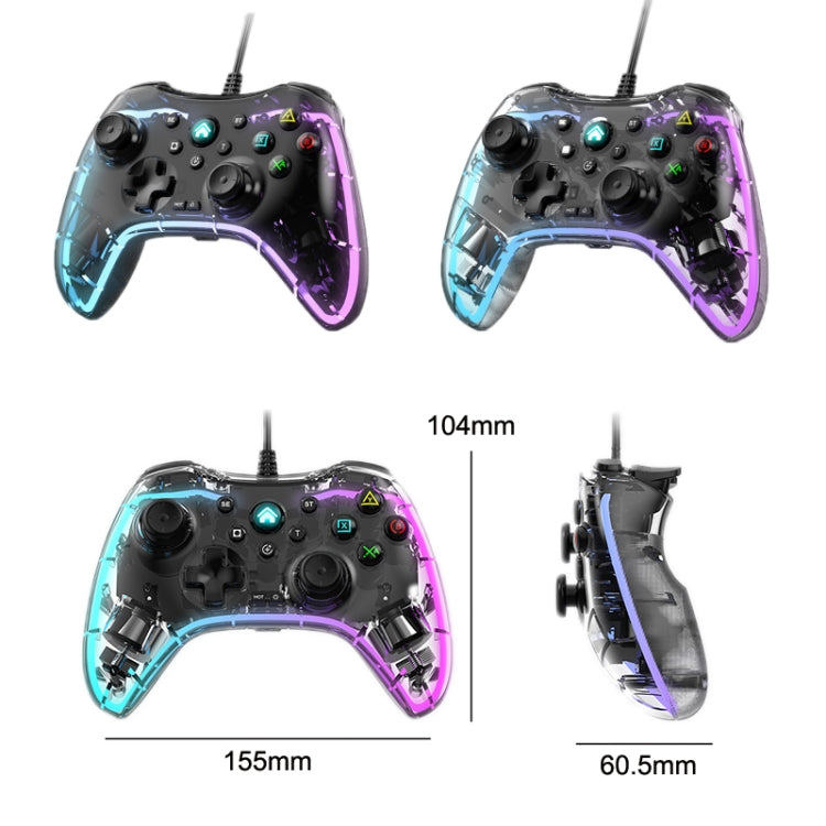 S03 Glare Transparent Wired Gamepad for Nintendo Switch/Sony PS/Computer(White)