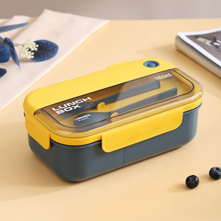Plastic Compartment Lunch Box Microwaveable with Tableware(1.1L Blue)