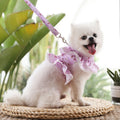 Pet Lace Vest Clothes Harness Leash, Size: M(Purple Floral)