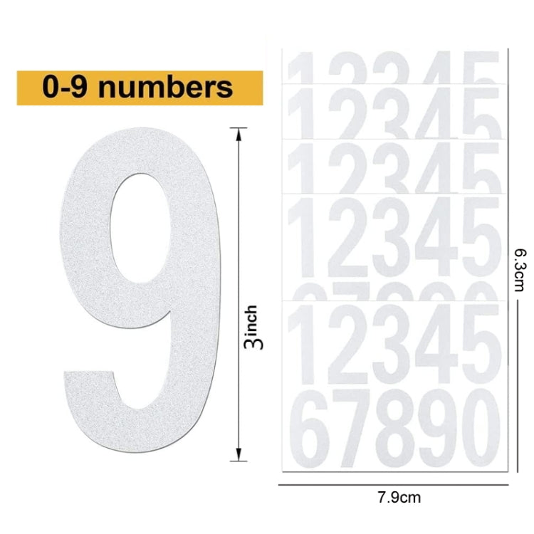 Night Reflective Mailbox Digital Number Waterproof Sticker, Size: 3 inches(White)