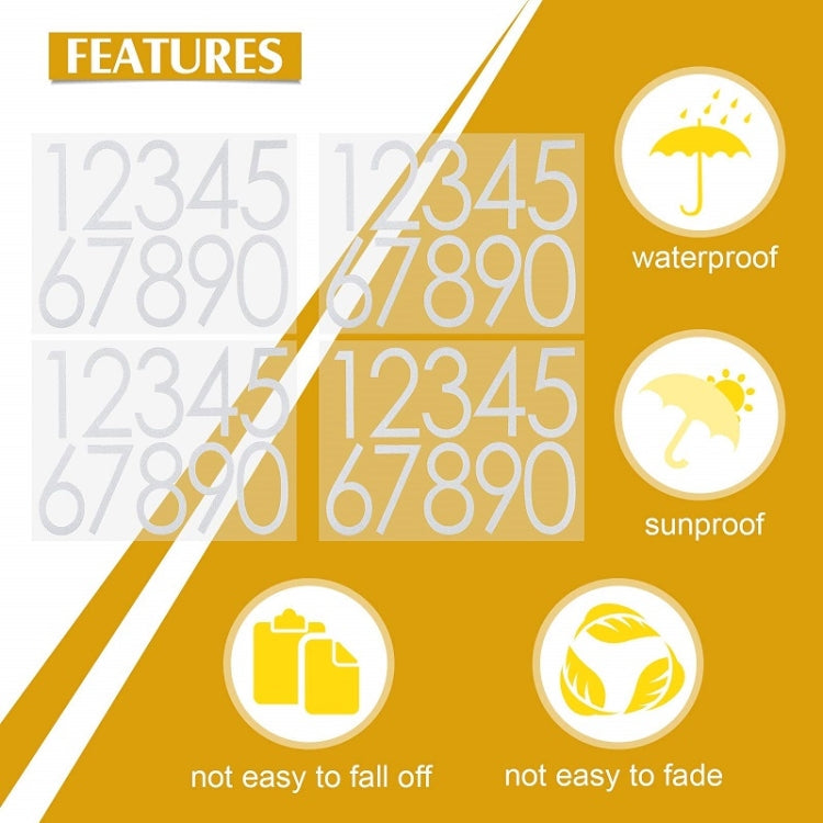Night Reflective Mailbox Digital Number Waterproof Sticker, Size: 3 inches(White)
