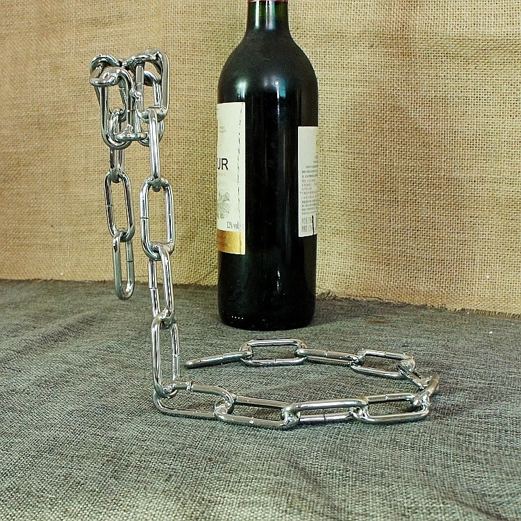TYJJ-023 Multifunctional Three-dimensional Chain Wine Bottle Rack Home Decorative Ornaments(Silver)