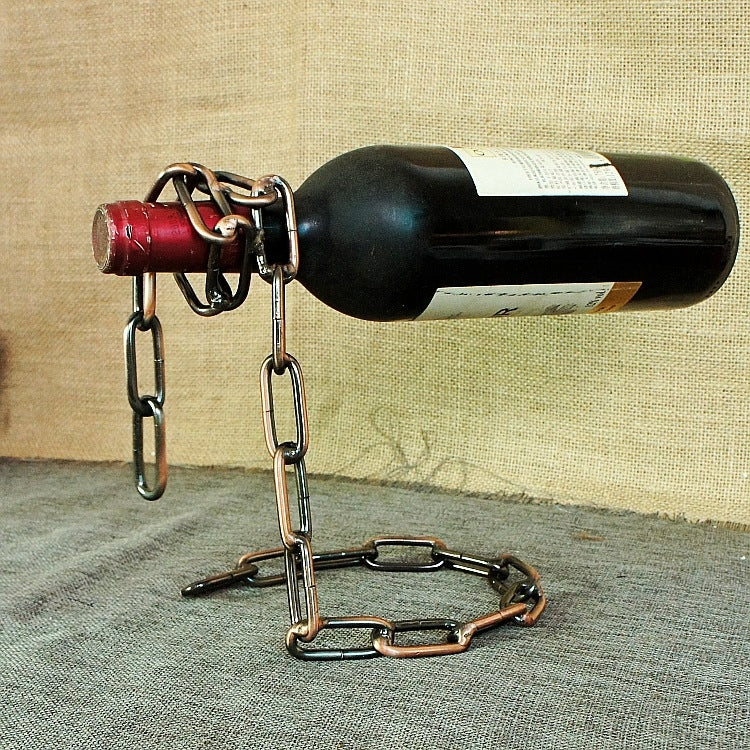 TYJJ-023 Multifunctional Three-dimensional Chain Wine Bottle Rack Home Decorative Ornaments(Bronze)