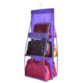 B05005 Double Sided 6 Pocket Hanging Bag Non-woven Fabric Hanging Handbag Organizer(Purple)