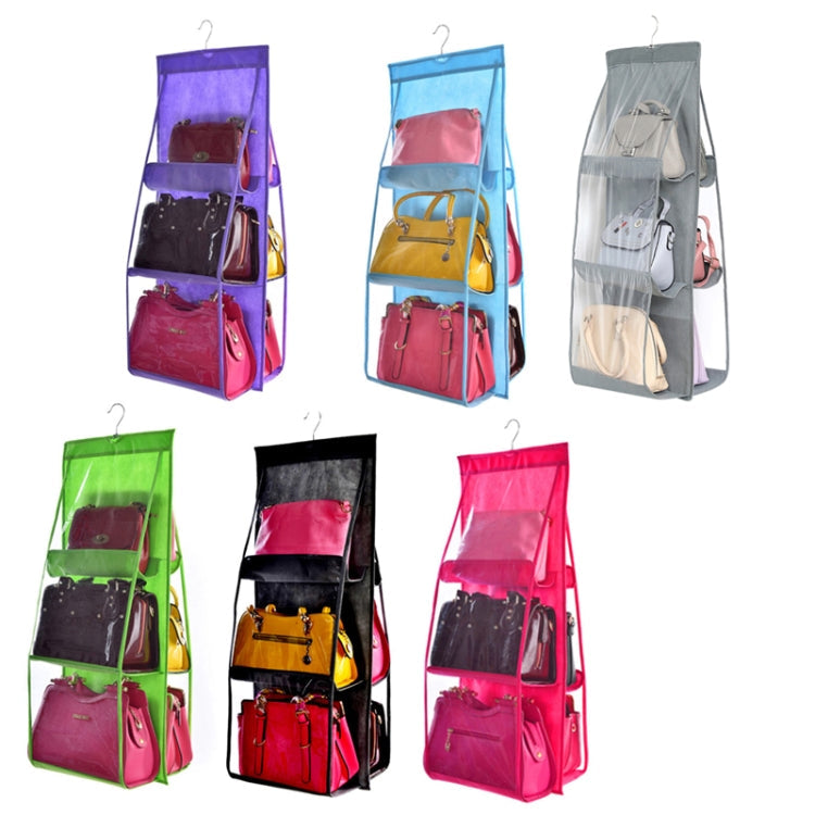 B05005 Double Sided 6 Pocket Hanging Bag Non-woven Fabric Hanging Handbag Organizer(Green)
