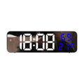 671  Mirror Screen Digital LED Alarm Clock USB Plug-in/Battery Dual-use With Temperature/Humidity Display(Black Shell White Blue)