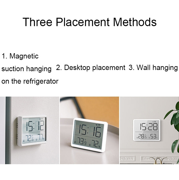 8218 Thin and Light Magnetic Wall-mounted LCD Temperature Electronic Digital Clock(Black)
