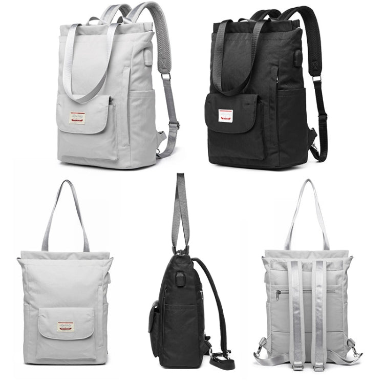Student Backpack Waterproof USB Laptop Bag, Size: Medium (Gray)