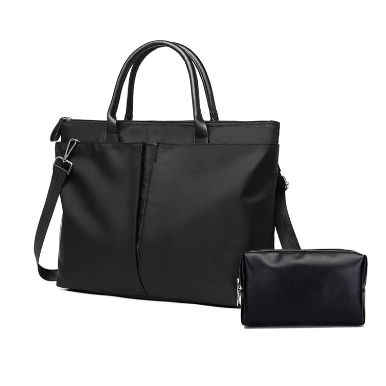 Business Briefcase Handbag / Shoulder Bag Dual-purpose Large Capacity Messenger Computer Bag, Size: Medium(Black+Black PU Power Bag)