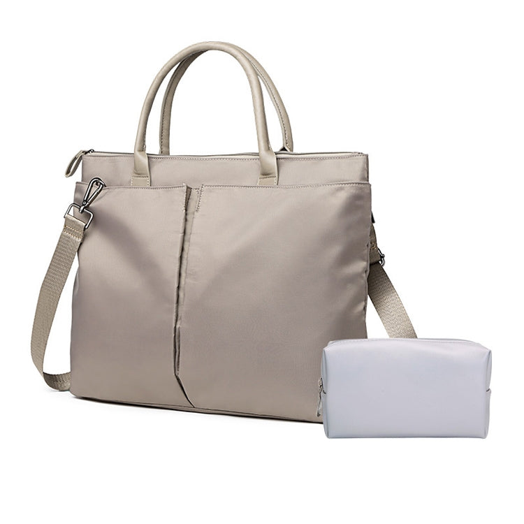 Business Briefcase Handbag / Shoulder Bag Dual-purpose Large Capacity Messenger Computer Bag, Size: Large(Khaki+Gray PU Power Bag)