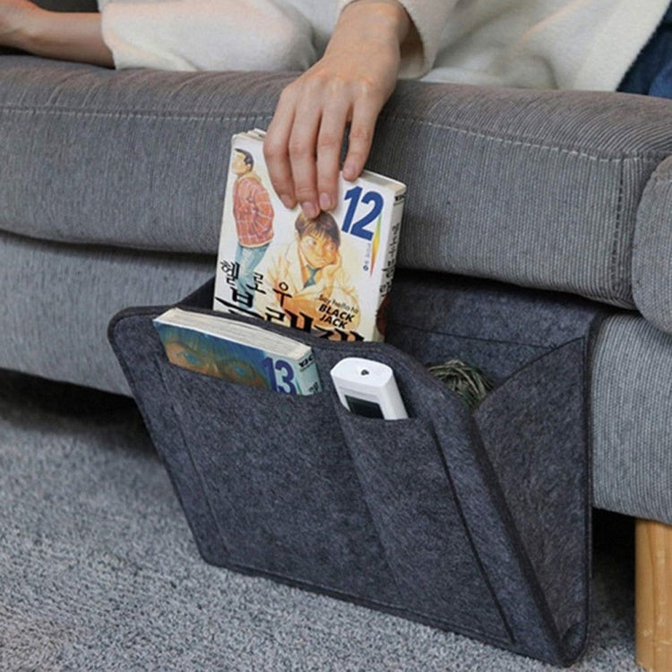 B05006 Felt Storage Bag Bedside Hanging Bag Sofa Bed Side Debris Storage Bag(Light Gray)