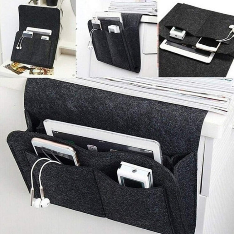 B05006 Felt Storage Bag Bedside Hanging Bag Sofa Bed Side Debris Storage Bag(Deep Gray)