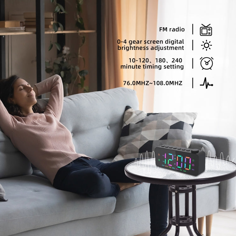 RGB Color Changing LED Digital Alarm Clock with FM Radio Built-in 8 Natural Music(White)