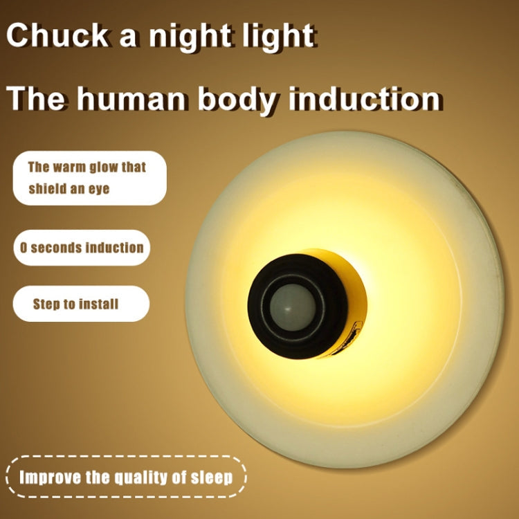 Rechargeable Suction Cup Type Human Body Infrared Sensor Smart LED Night Light(Black)