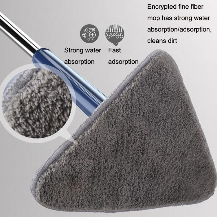Triangular Mop Household Ceiling Cleaner Wipe Wall Tiles Imitation Hand Twist Mop with 2 Cloth(Blue)