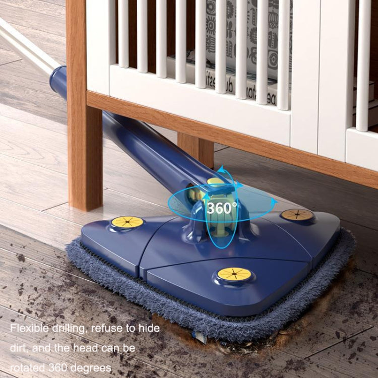 Triangular Mop Household Ceiling Cleaner Wipe Wall Tiles Imitation Hand Twist Mop with 2 Cloth(Blue)