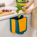 Kitchen Hanging Folding Trash Can Food Waste Storage Bin(Yellow)