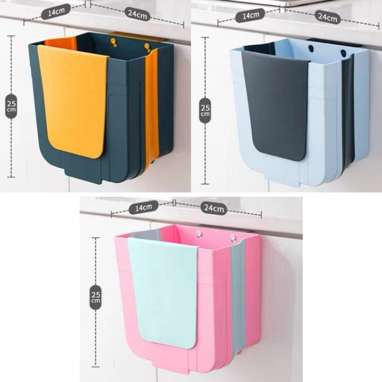 Kitchen Hanging Folding Trash Can Food Waste Storage Bin(Yellow)