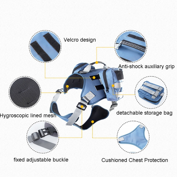 Dog Explosion-proof Chest Strap With Detachable Combination Backpack, Size: L(Lake Blue)