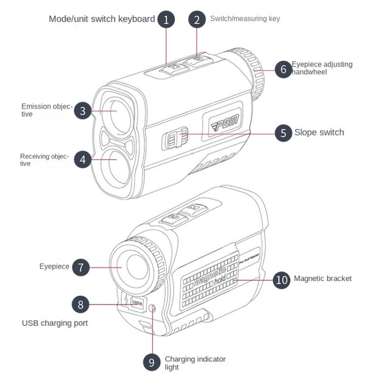 PGM JQ015 IP54 Waterproof Golf Laser Distance Meter Telescope, Measuring Distance: 600m(White)