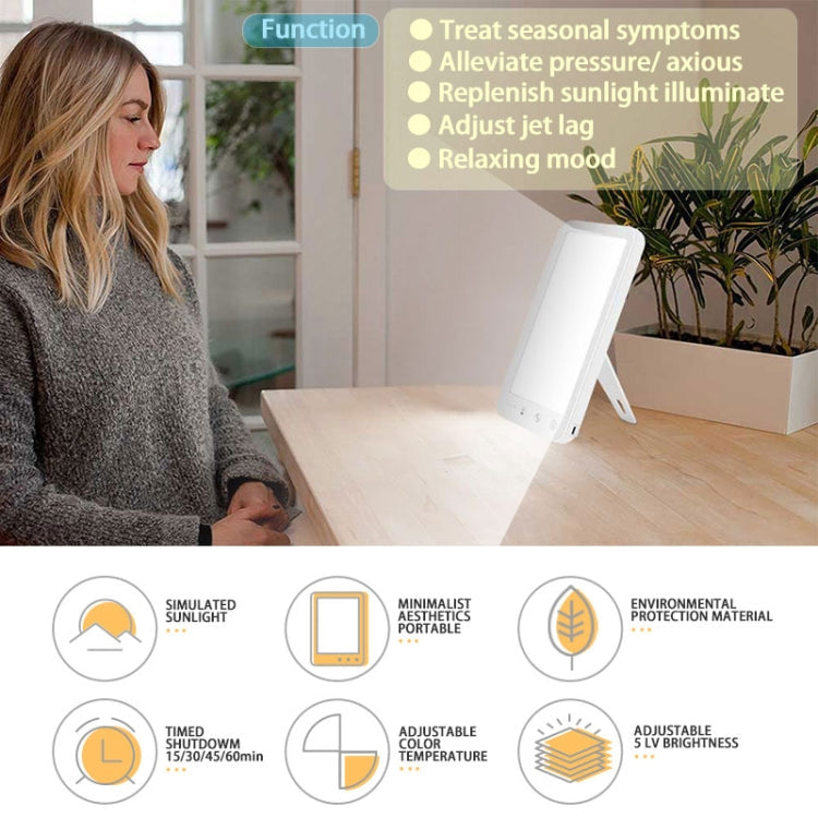 JSK-30 LED Timing Intelligent Dimming SAD Therapy Lamp, Specification: With Power Line+US Plug