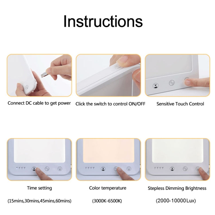 JSK-30 LED Timing Intelligent Dimming SAD Therapy Lamp, Specification: With Power Line+UK Plug