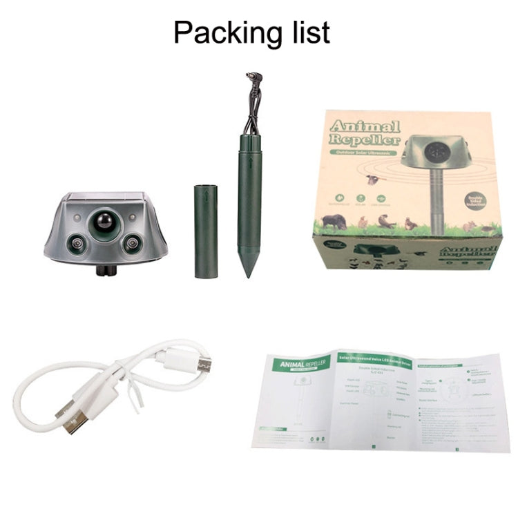 SK031 Four-Sided Solar Animal Repeller Bird Repeller Ultrasonic Rat Repeller(As Show)