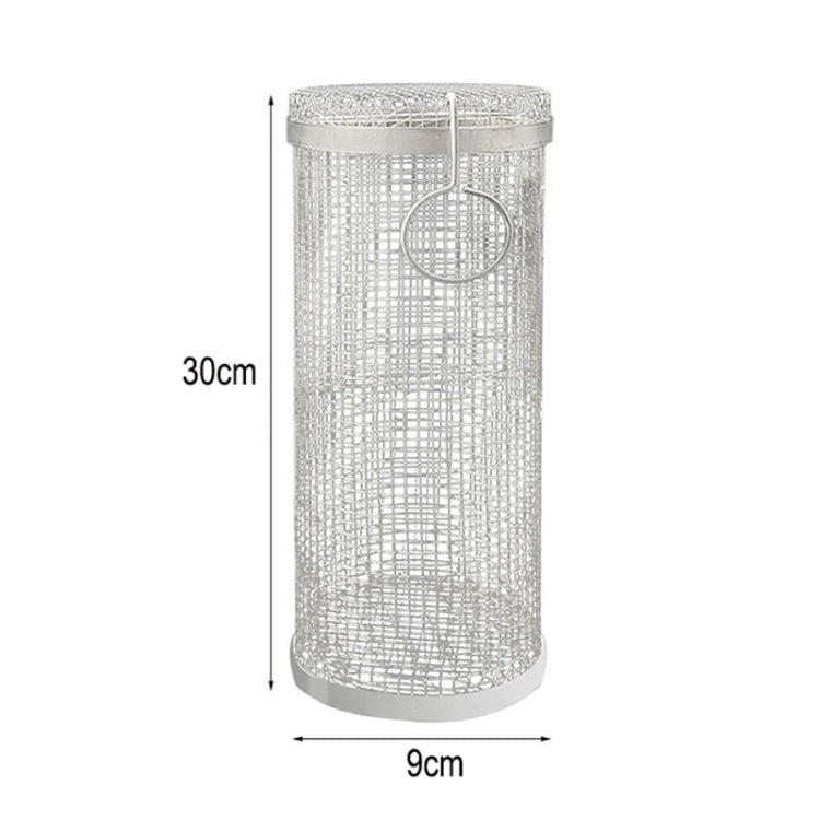 Outdoor Stainless Steel Barbecue Cage BBQ Round Mesh Tube 30cm With Hook