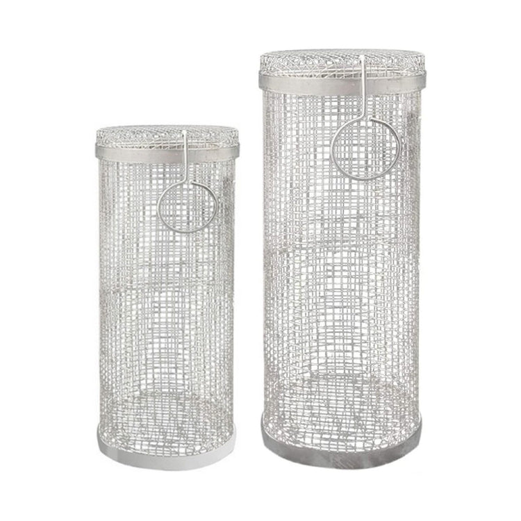 Outdoor Stainless Steel Barbecue Cage BBQ Round Mesh Tube 30cm With Hook