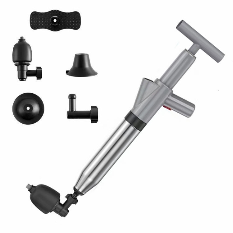 Toilet Pipe Dredger Toilet Sewer Floor Drain Clogged Household High Pressure Pneumatic Tool(Gray)