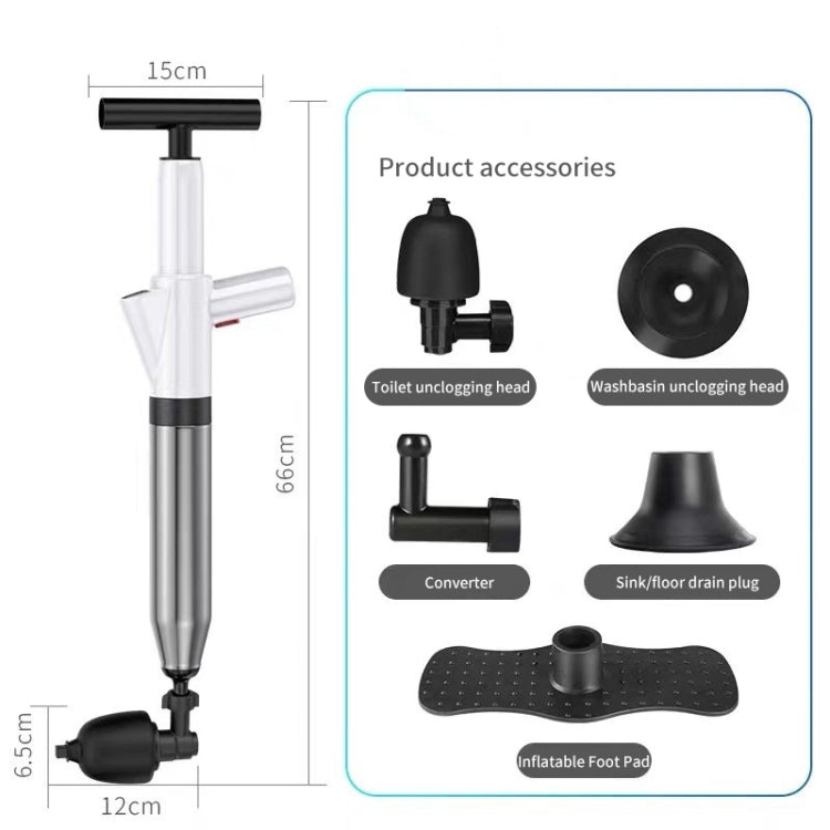 Toilet Pipe Dredger Toilet Sewer Floor Drain Clogged Household High Pressure Pneumatic Tool(White)