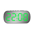 6637 LED Digital Display Temperature Electronic Clock Desktop Mirror Alarm Clock(Black Green Light)