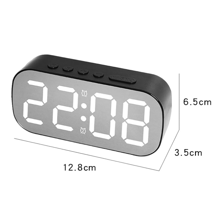 6637 LED Digital Display Temperature Electronic Clock Desktop Mirror Alarm Clock(White White Light)