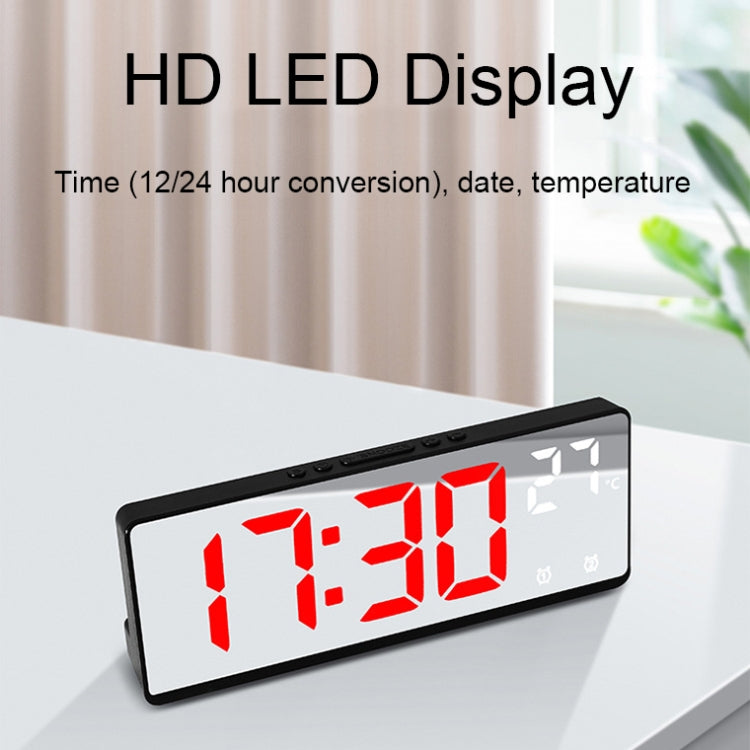 6631 LED Digital Display Multifunctional Electronic Clock Desktop Temperature Mirror Alarm Clock(Green Light)