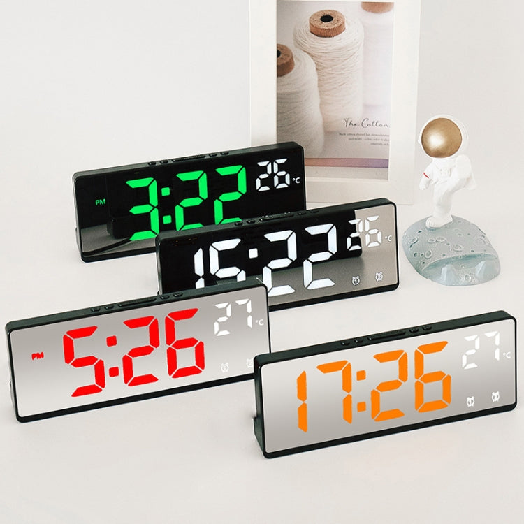 6631 LED Digital Display Multifunctional Electronic Clock Desktop Temperature Mirror Alarm Clock(Red Light)